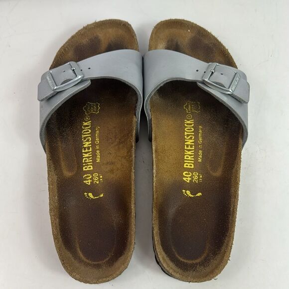 Birkenstock Madrid Silver  Patent Leather Single Strap Women's Sandals - Picture 10 of 13
